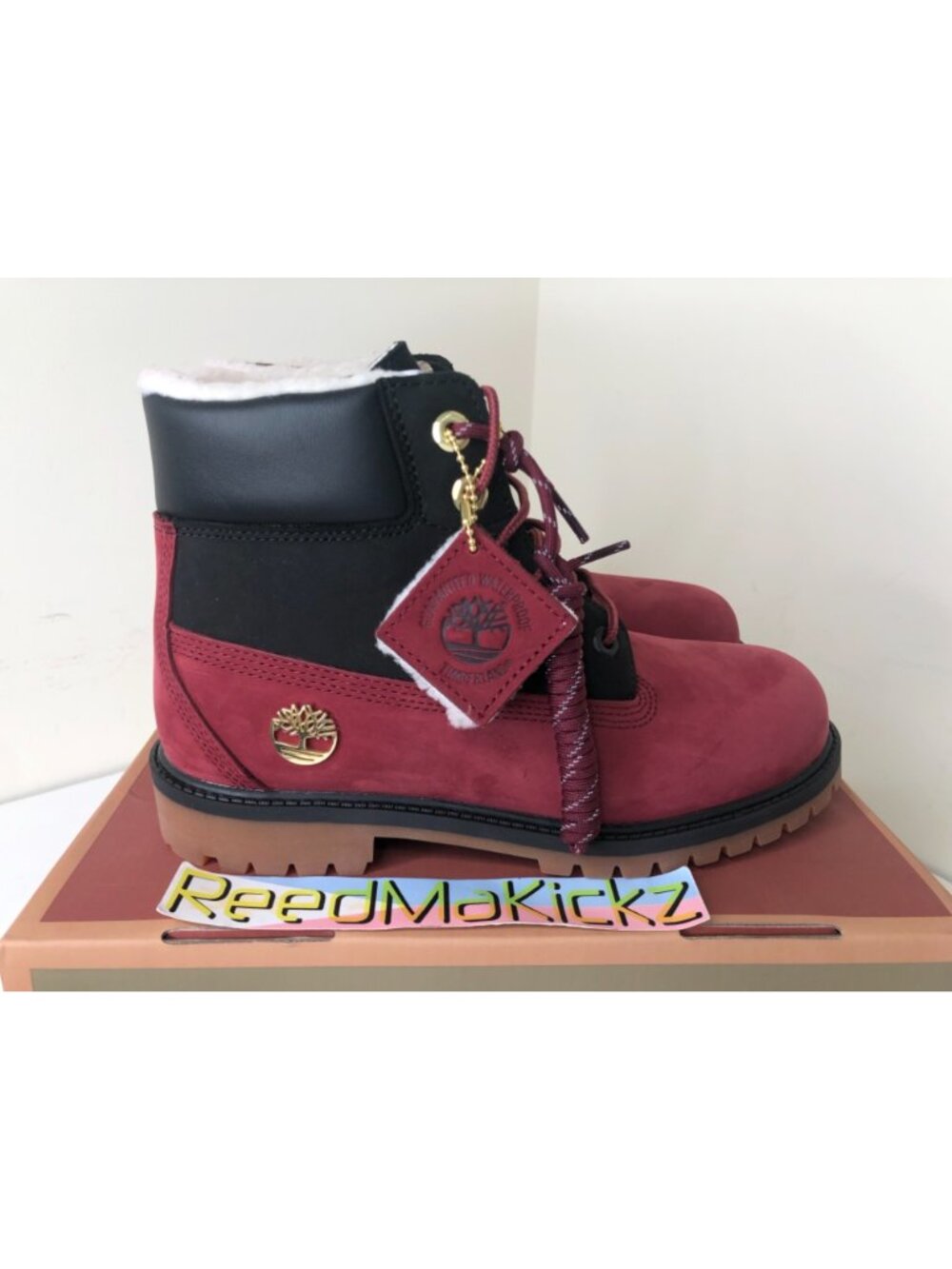 Timberland Boots Shearling Red GS Grade School Youth Sizes - Picture 3 of 5